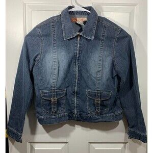 Missy Large (L) Faded Glory Stretch Vintage Collection Denim Blue Jean Jacket